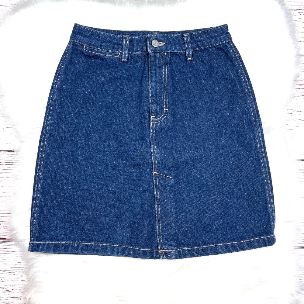 •VINTAGE |•CALVIN KLEIN•| Darlin Dark Blue Denim Pencil Skirt